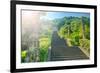 Steps flanked by stone pillars and Qi Ling lions leading up towards a stone gate, Zhejiang, China,-Andreas Brandl-Framed Photographic Print