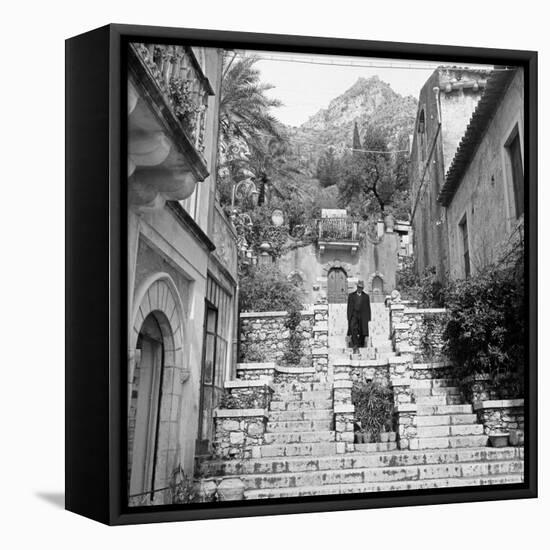 Steps in Taormina-Mario de Biasi-Framed Stretched Canvas