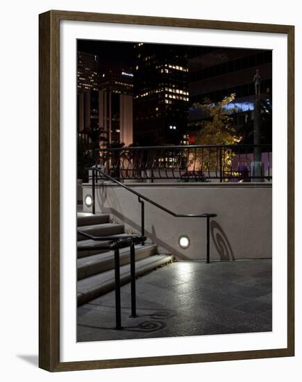 Steps of a Building at Night, US Bank Tower, Los Angeles, California, USA-null-Framed Premium Photographic Print