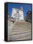 Steps of Cathedral, Wide View, Old Town, Girona, Catalonia, Spain-Martin Child-Framed Stretched Canvas