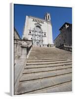 Steps of Cathedral, Wide View, Old Town, Girona, Catalonia, Spain-Martin Child-Framed Photographic Print