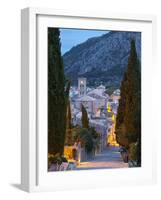 Steps of the Way of the Cross and Nostra Senyora Dels Angels Church, Pollenca, Mallorca, Balearic I-Doug Pearson-Framed Photographic Print