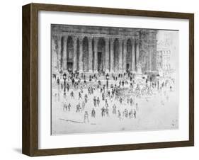 Steps Outside the West Front of St Paul's Cathedral, City of London, 1900-Joseph Pennell-Framed Giclee Print