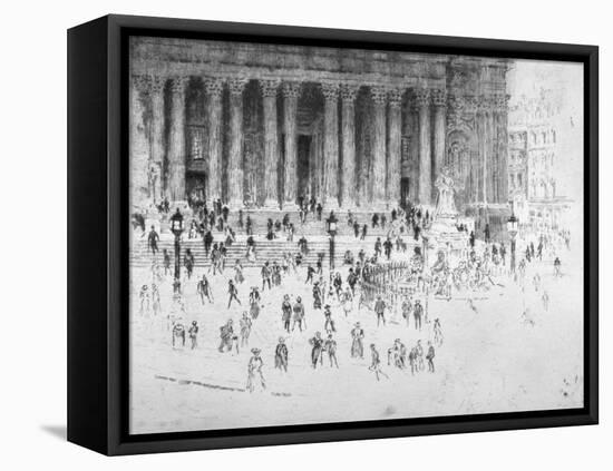 Steps Outside the West Front of St Paul's Cathedral, City of London, 1900-Joseph Pennell-Framed Stretched Canvas