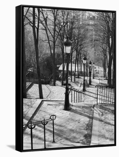 Steps to Montmartre, Paris, France-Walter Bibikow-Framed Stretched Canvas