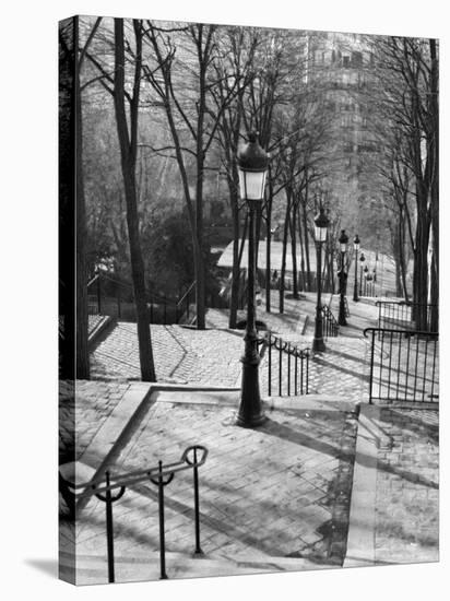 Steps to Montmartre, Paris, France-Walter Bibikow-Stretched Canvas