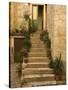 Steps with plants outside historic stone house, Trogir, Dalamatia, Croatia-Merrill Images-Stretched Canvas