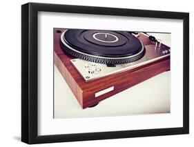 Stereo Turntable Vinyl Record Player Analog Retro Vintage Angle View-Viktorus-Framed Photographic Print
