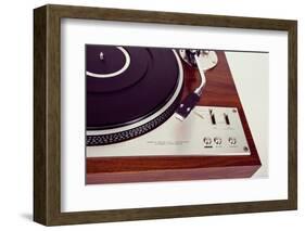 Stereo Turntable Vinyl Record Player Analog Retro Vintage Top View-Viktorus-Framed Photographic Print