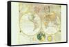 Stereographic Map of the Earth & the Moon-Samuel Dunn-Framed Stretched Canvas