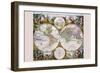 Stereographic Map of the World with Classical Illustration-Gerard Valk-Framed Art Print