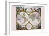 Stereographic Map of the World with Classical Illustration-Gerard Valk-Framed Art Print