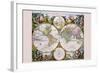 Stereographic Map of the World with Classical Illustration-Gerard Valk-Framed Art Print