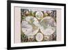 Stereographic Map of the World with Classical Illustration-Gerard Valk-Framed Premium Giclee Print