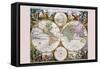 Stereographic Map of the World with Classical Illustration-Gerard Valk-Framed Stretched Canvas