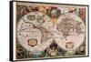 Stereographic Map of the World-Jodocus Hondius-Framed Stretched Canvas