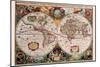 Stereographic Map of the World-Jodocus Hondius-Mounted Premium Giclee Print