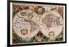 Stereographic Map of the World-Jodocus Hondius-Framed Art Print