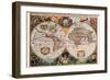 Stereographic Map of the World-Jodocus Hondius-Framed Art Print