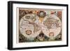 Stereographic Map of the World-Jodocus Hondius-Framed Art Print