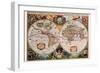 Stereographic Map of the World-Jodocus Hondius-Framed Art Print