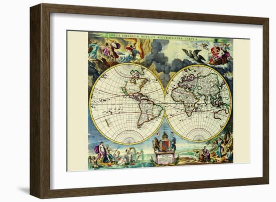 Stereographic Map of the World-Moses Pitt-Framed Art Print