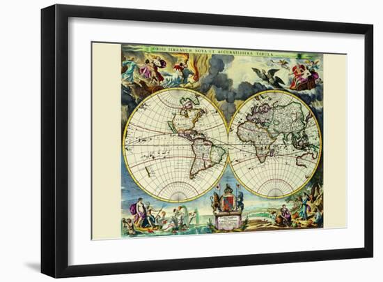 Stereographic Map of the World-Moses Pitt-Framed Art Print