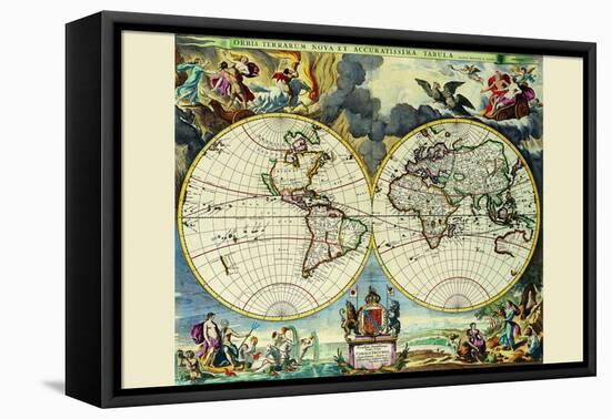 Stereographic Map of the World-Moses Pitt-Framed Stretched Canvas