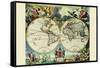 Stereographic Map of the World-Moses Pitt-Framed Stretched Canvas