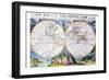 Stereographic Projection of the World With Latitude And Longitudinal Lines-Edward Wells-Framed Art Print