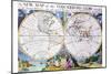 Stereographic Projection of the World With Latitude And Longitudinal Lines-Edward Wells-Mounted Art Print