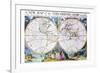 Stereographic Projection of the World With Latitude And Longitudinal Lines-Edward Wells-Framed Art Print