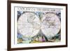 Stereographic Projection of the World With Latitude And Longitudinal Lines-Edward Wells-Framed Art Print