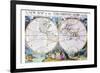 Stereographic Projection of the World With Latitude And Longitudinal Lines-Edward Wells-Framed Art Print