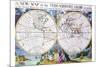 Stereographic Projection of the World With Latitude And Longitudinal Lines-Edward Wells-Mounted Art Print