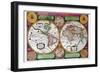 Stereographic World Map of the Eastern and Western Hemispheres-Jean Boisseau-Framed Art Print