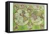 Stereographic World Map with Insets of Polar Projections-Vincenzo Coronelli-Framed Stretched Canvas