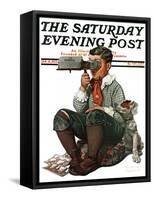 "Stereopticon" or "Sphinx" Saturday Evening Post Cover, January 14,1922-Norman Rockwell-Framed Stretched Canvas
