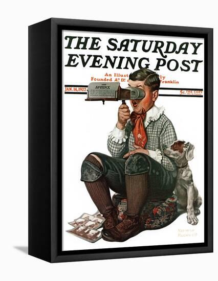 "Stereopticon" or "Sphinx" Saturday Evening Post Cover, January 14,1922-Norman Rockwell-Framed Stretched Canvas