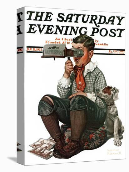 "Stereopticon" or "Sphinx" Saturday Evening Post Cover, January 14,1922-Norman Rockwell-Stretched Canvas