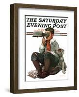 "Stereopticon" or "Sphinx" Saturday Evening Post Cover, January 14,1922-Norman Rockwell-Framed Giclee Print