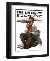 "Stereopticon" or "Sphinx" Saturday Evening Post Cover, January 14,1922-Norman Rockwell-Framed Giclee Print