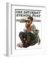 "Stereopticon" or "Sphinx" Saturday Evening Post Cover, January 14,1922-Norman Rockwell-Framed Giclee Print