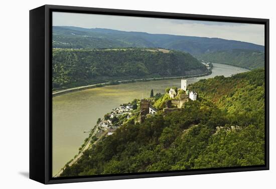 Sterrenberg Castle and River Rhine, Rhineland-Palatinate, Germany, Europe-Jochen Schlenker-Framed Stretched Canvas