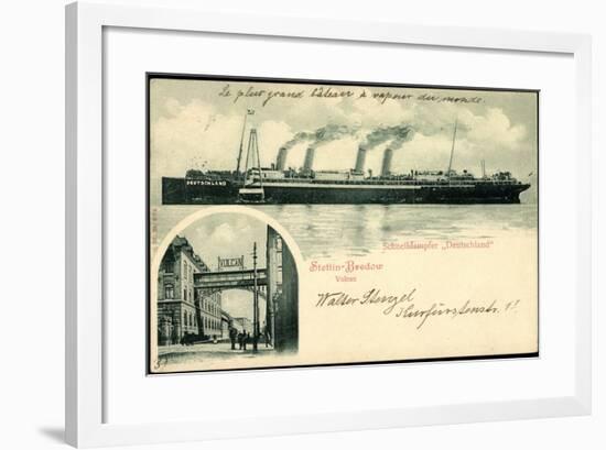 Stettin Bredow, Vulcan, Hapag, Dampfer Deutschland-null-Framed Giclee Print