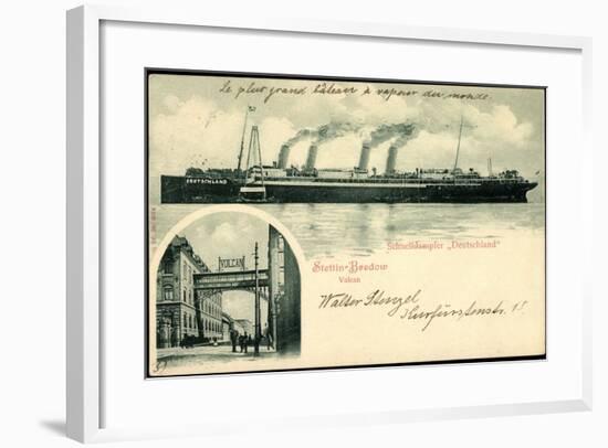 Stettin Bredow, Vulcan, Hapag, Dampfer Deutschland-null-Framed Giclee Print