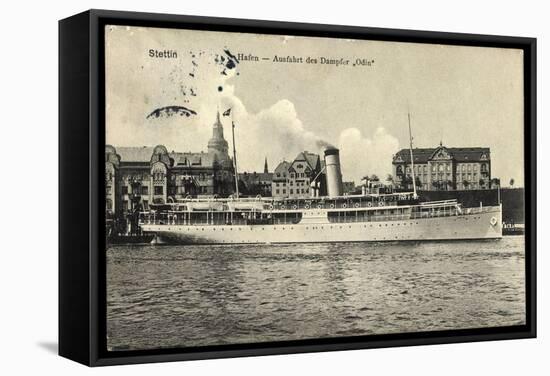 Stettin in Pommern, Hafen, Ausfahrt D. Dampfers Odin-null-Framed Stretched Canvas