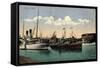 Stettin Pommern, Hafen, Dampfschiffe, Verkehr-null-Framed Stretched Canvas