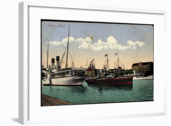 Stettin Pommern, Hafen, Dampfschiffe, Verkehr-null-Framed Giclee Print