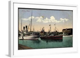 Stettin Pommern, Hafen, Dampfschiffe, Verkehr-null-Framed Giclee Print